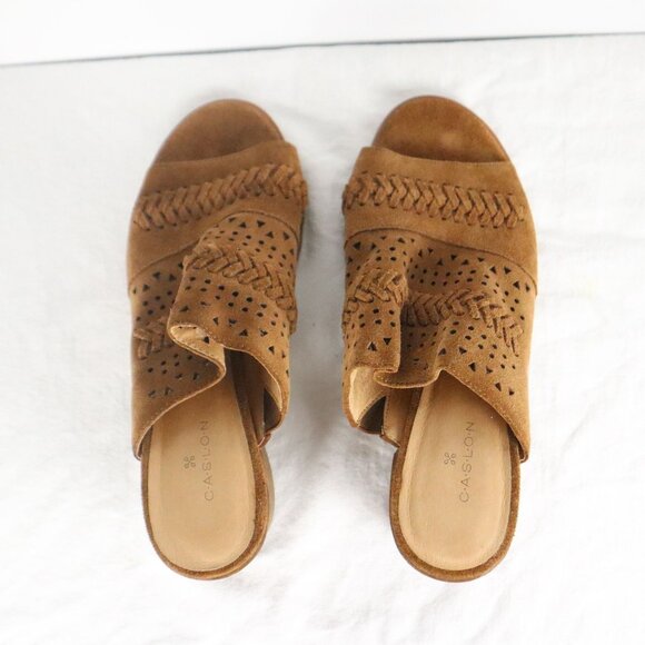 Woman's Caslon Cognac Suede Maggie Slide Sandal Sz 8 - Picture 4 of 7
